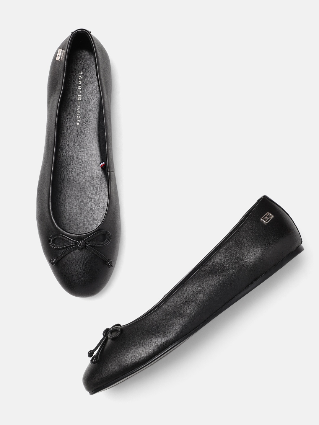 

Tommy Hilfiger Women Leather Ballerinas with Bows, Black