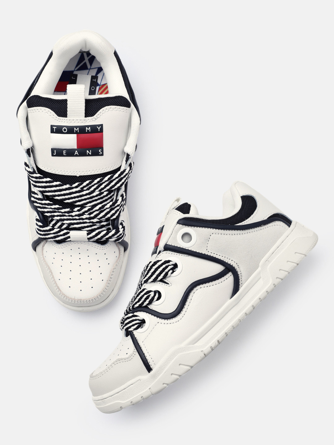 

Tommy Hilfiger Women Skate Lace Up Perforated Leather Sneakers, Off white