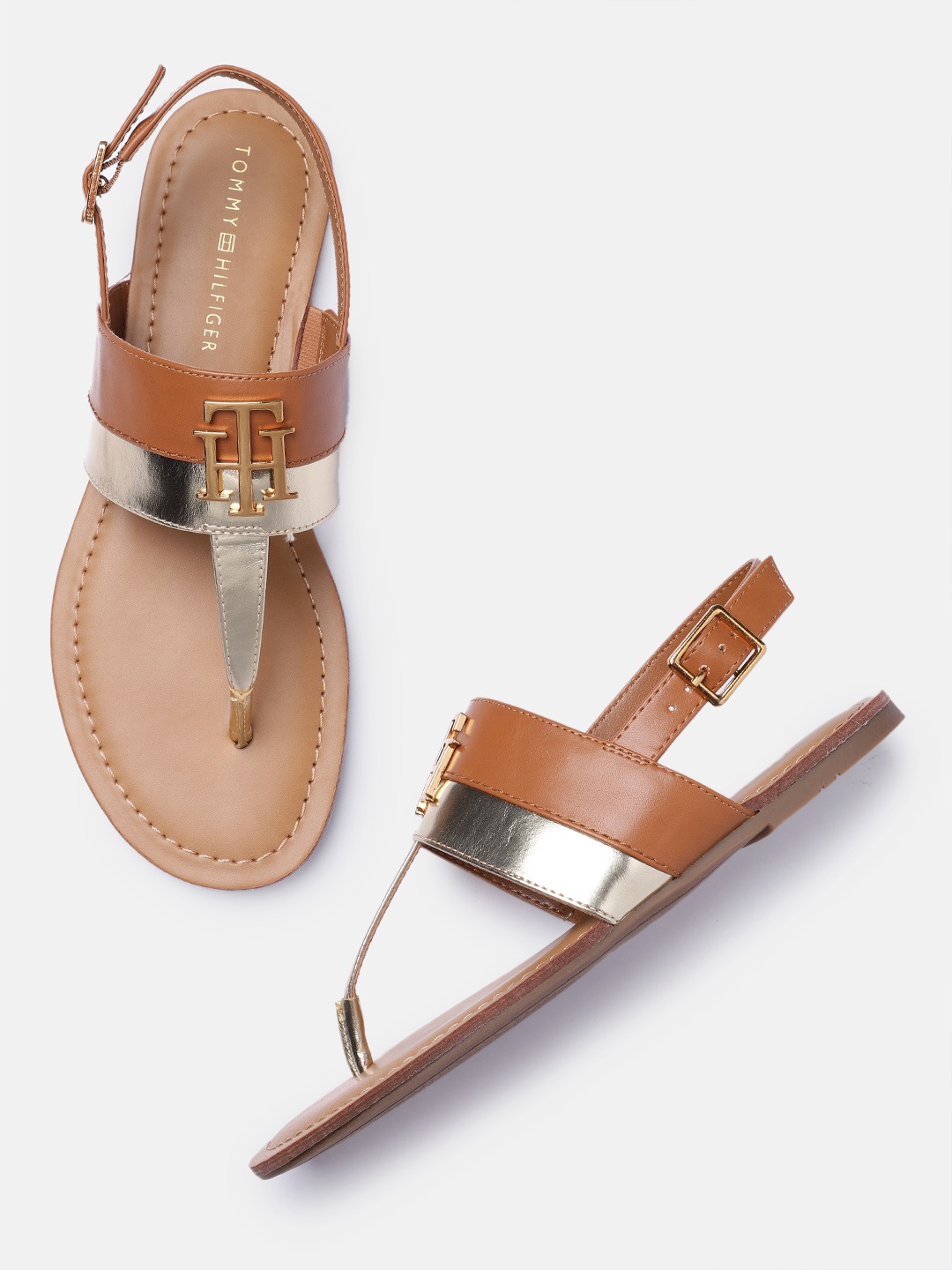 

Tommy Hilfiger Women Colourblocked Open Toe Flats, Brown