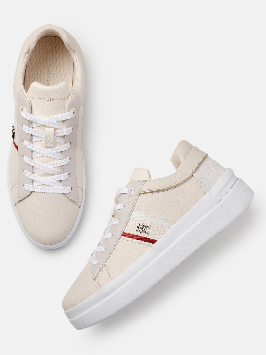 

Tommy Hilfiger Women Solid Court Sneakers, Beige