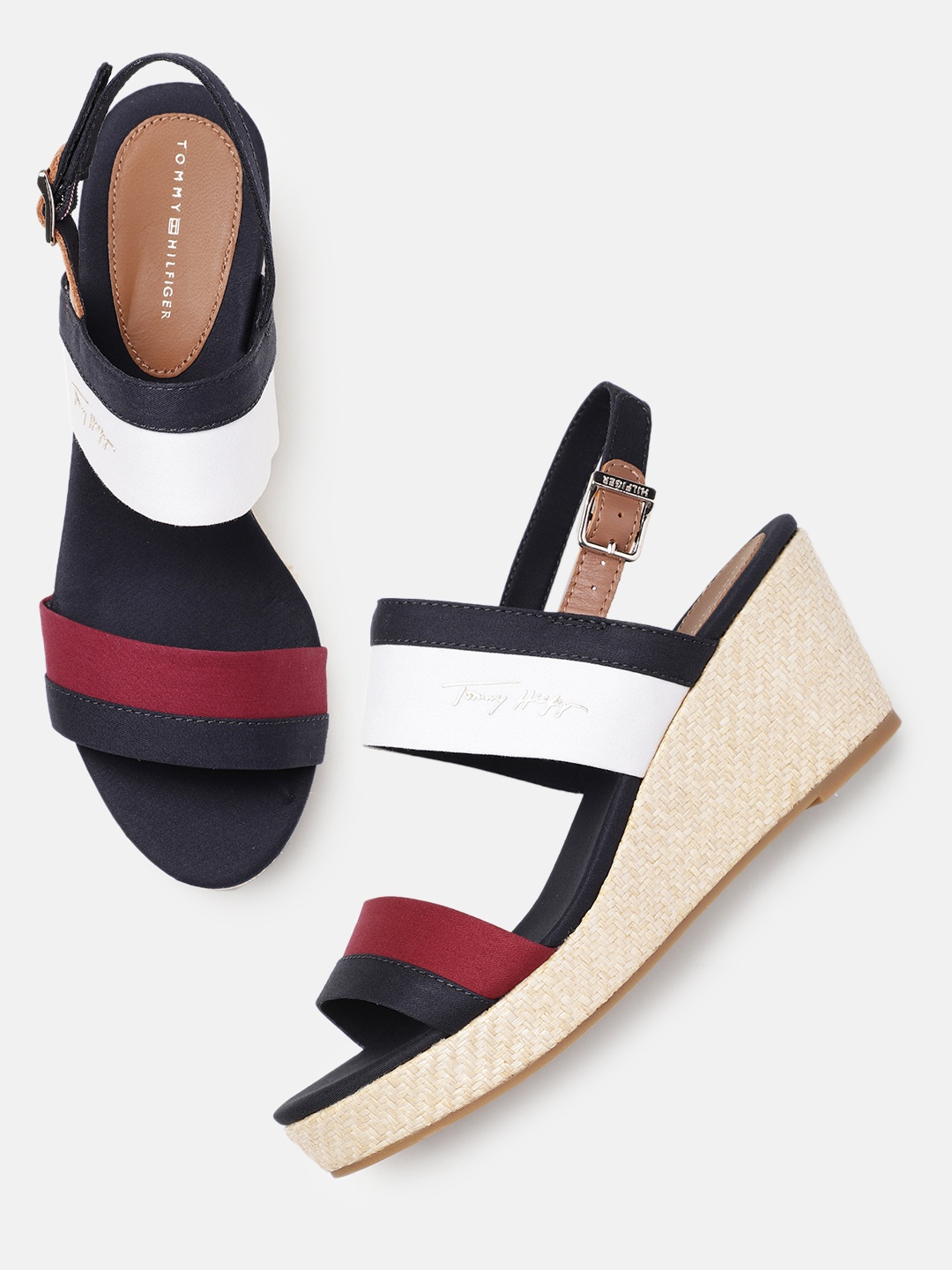 

Tommy Hilfiger Colourblocked Wedges with Back Strap, Navy blue