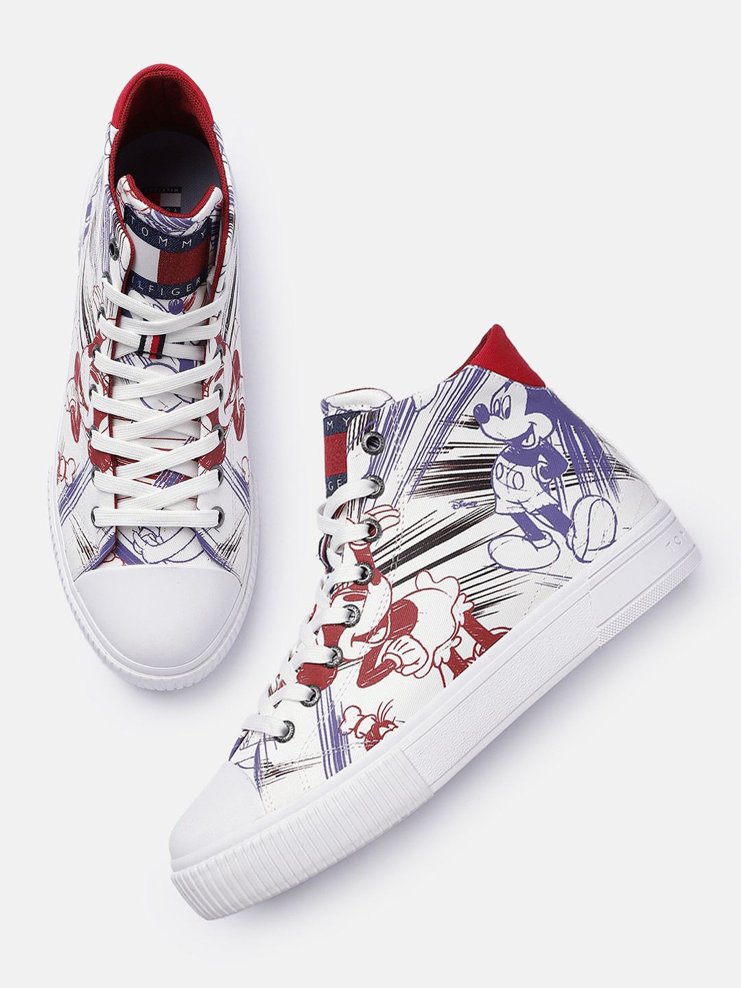 

Tommy Hilfiger X Disney Women Mickey Mouse Print Mid-Top Canvas Sneakers, White