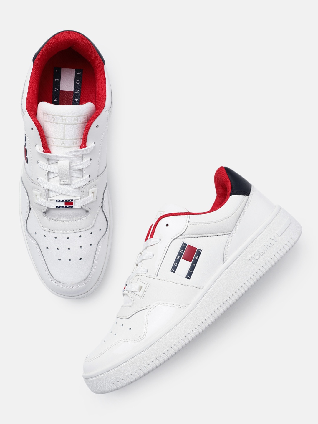 

Tommy Hilfiger Women Perforated Leather Sneakers, White