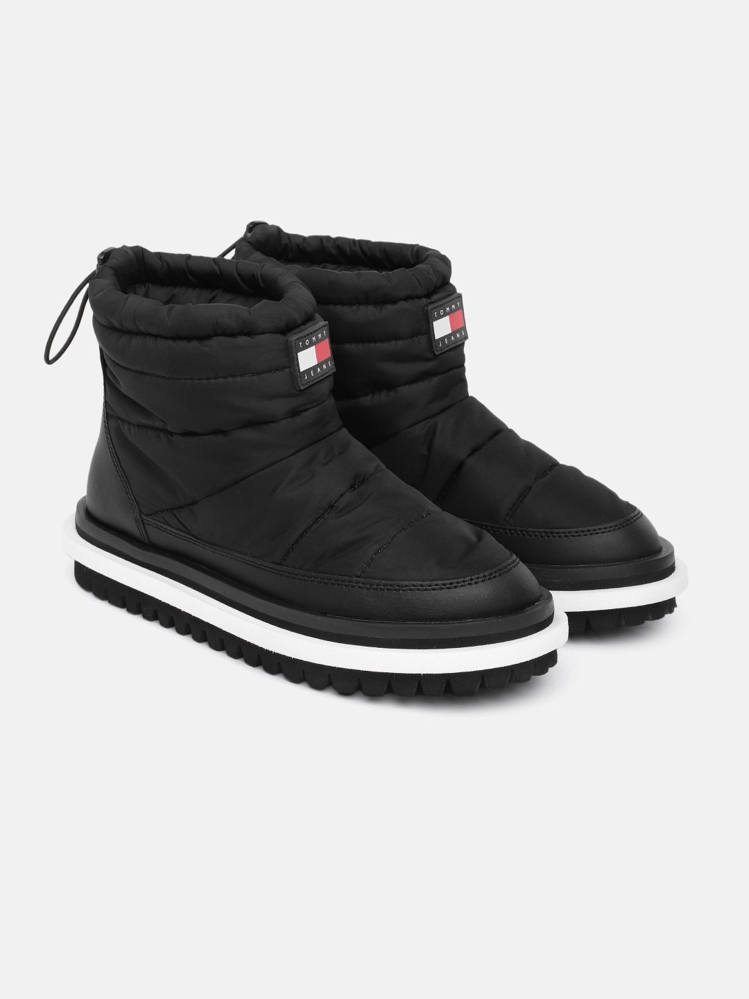 

Tommy Hilfiger Women Solid Padded Flat High-Top Winter Boots, Black