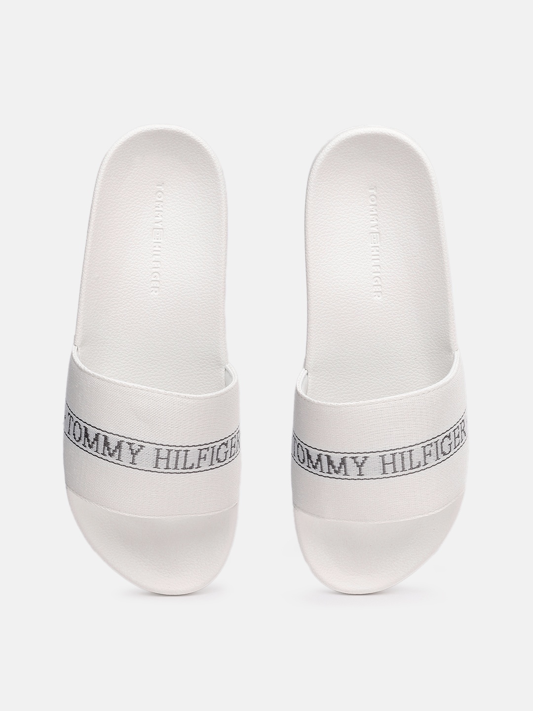 

Tommy Hilfiger Women Brand Logo Printed Sliders, White