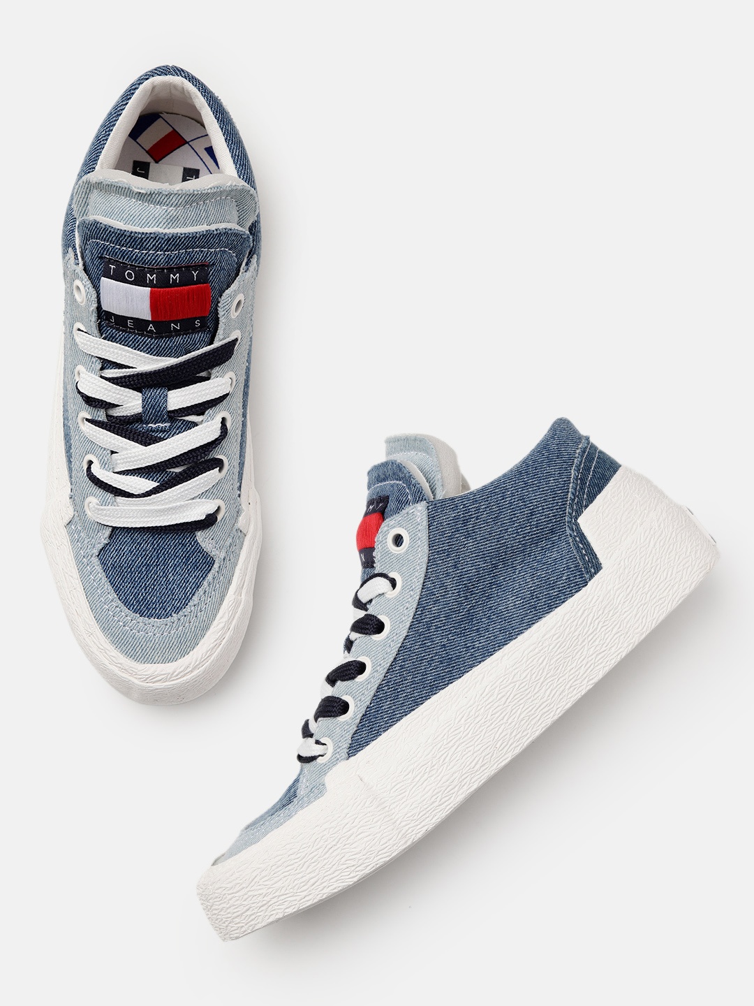 

Tommy Hilfiger Women Lace Up Vulc Canvas Denim Sneakers, Blue
