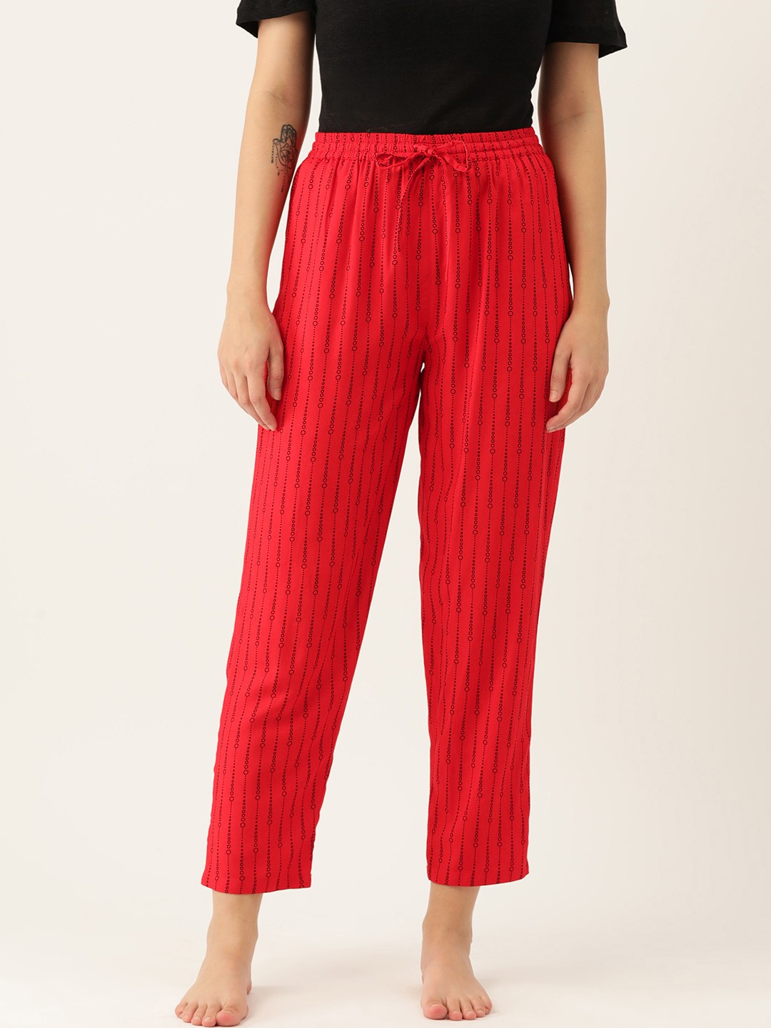 

ETC Women Geometric Print Lounge Pants, Red