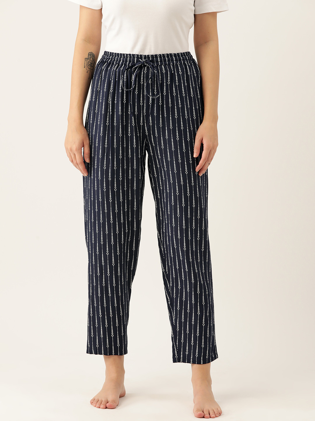 

ETC Women Geometric Print Lounge Pants, Navy blue