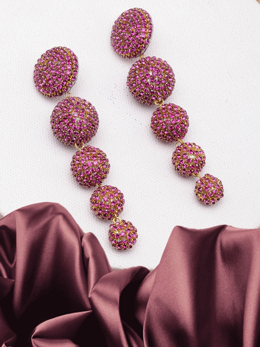 

DIVA WALK Gold-Plated Rhinestone Studded Drop Earrings