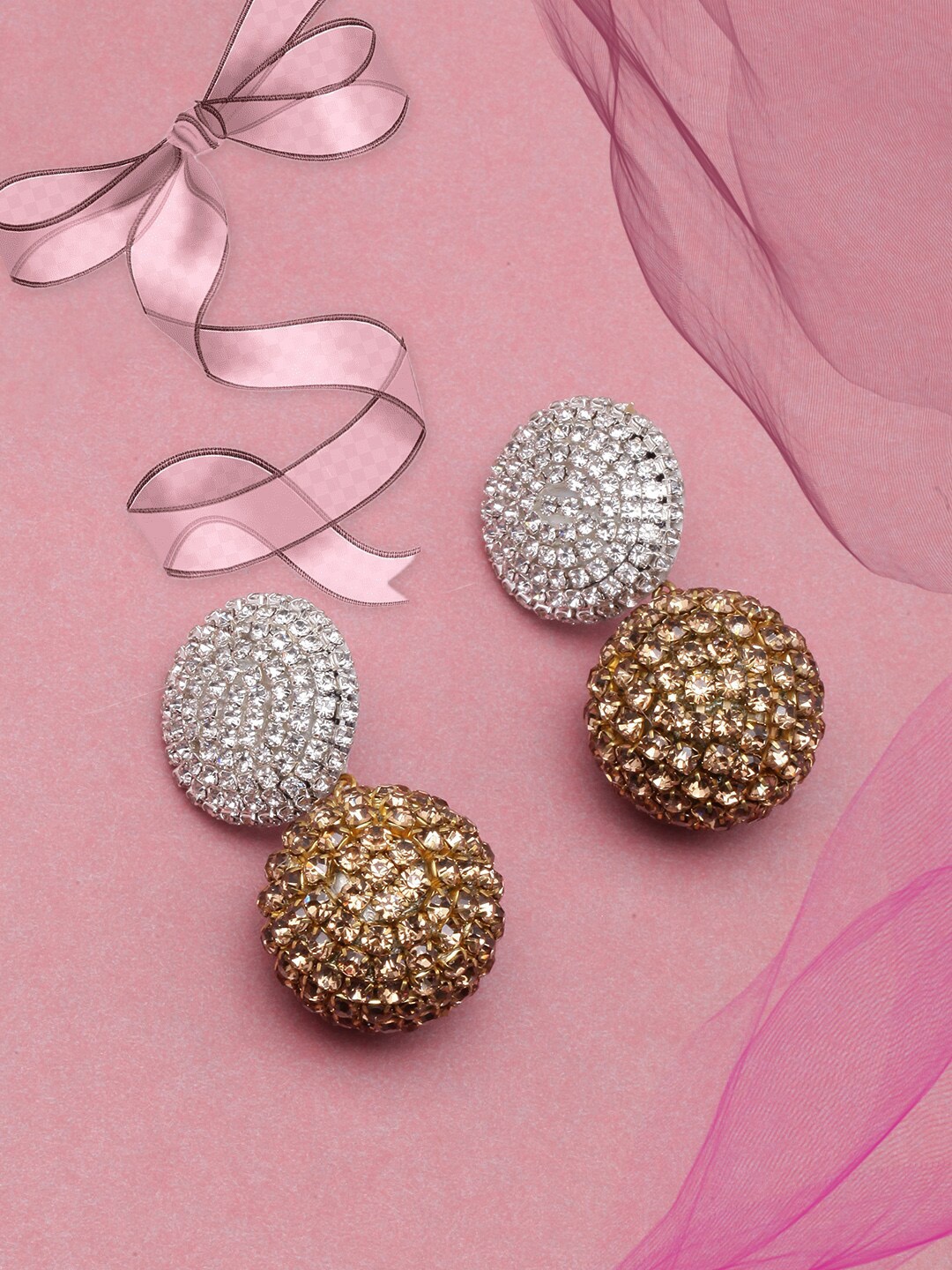 

DIVA WALK Gold-Plated Rhinestone Studded Drop Earrings