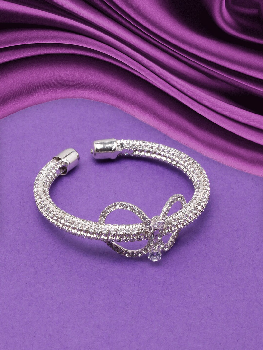 

DIVA WALK Silver-Plated Cubic Zirconia Kada Bracelet