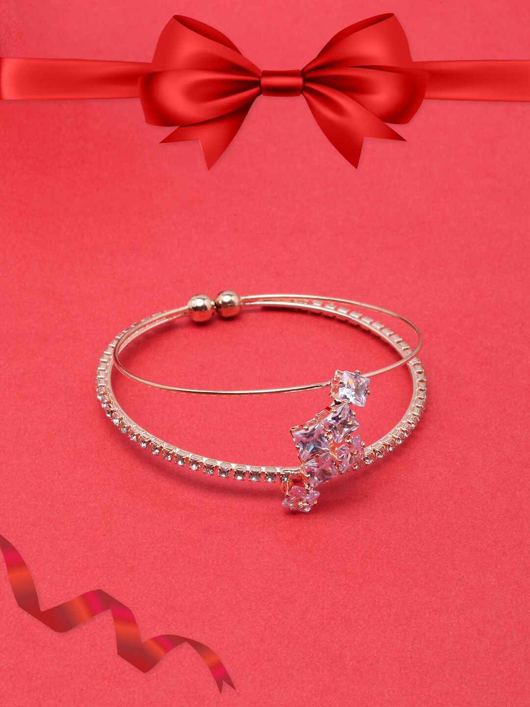 

DIVA WALK Gold-Plated Cubic Zirconia Bangle-Style Bracelet