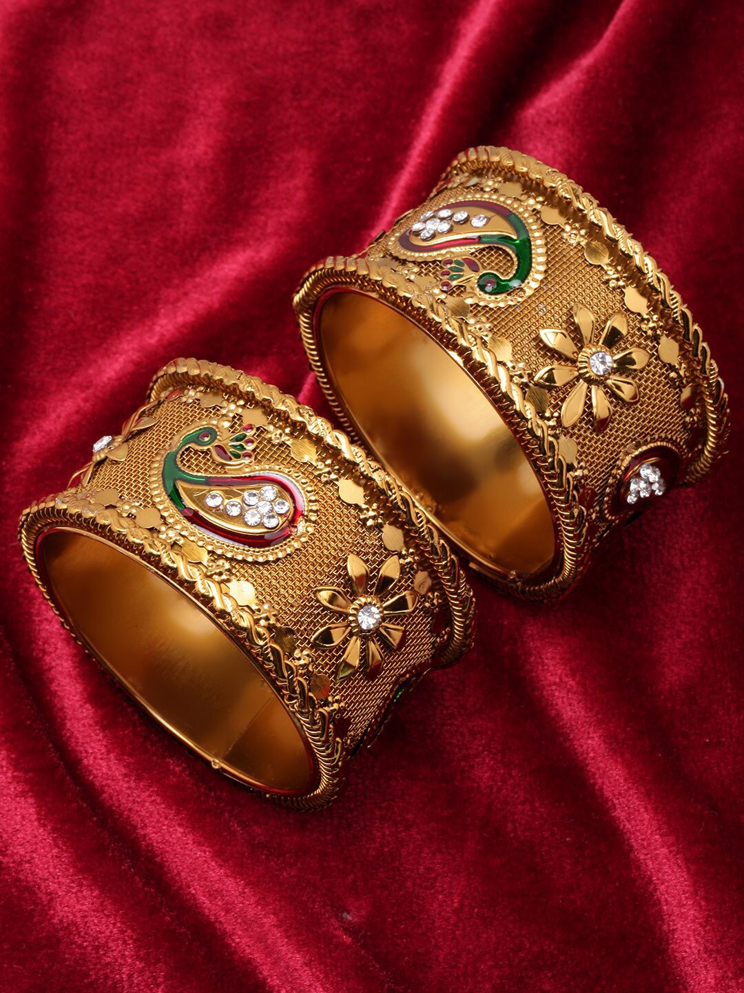 

DIVA WALK Set of 2 Gold-Plated CZ-Studded Enamelled Bangles