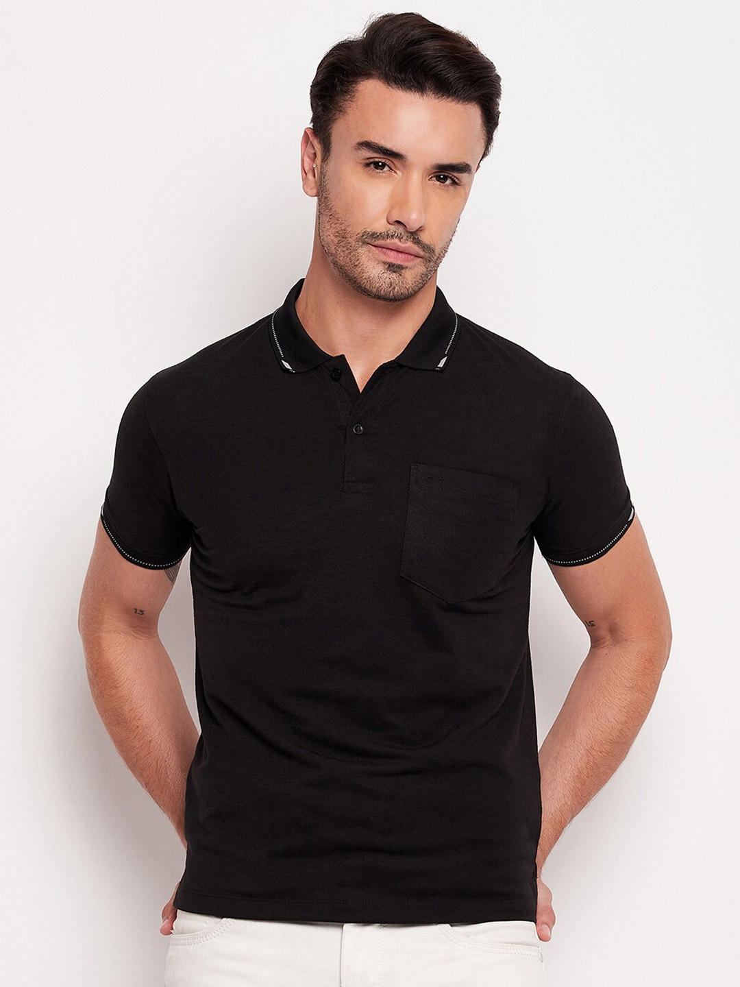 

Adobe Half Sleeve Cotton Polo T-shirt, Black