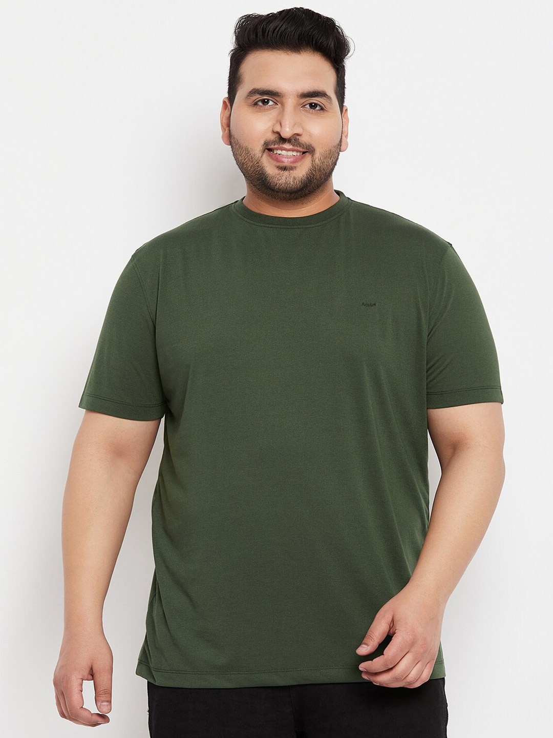 

Adobe Plus Size Half Sleeve Round Neck Cotton T-shirt, Green