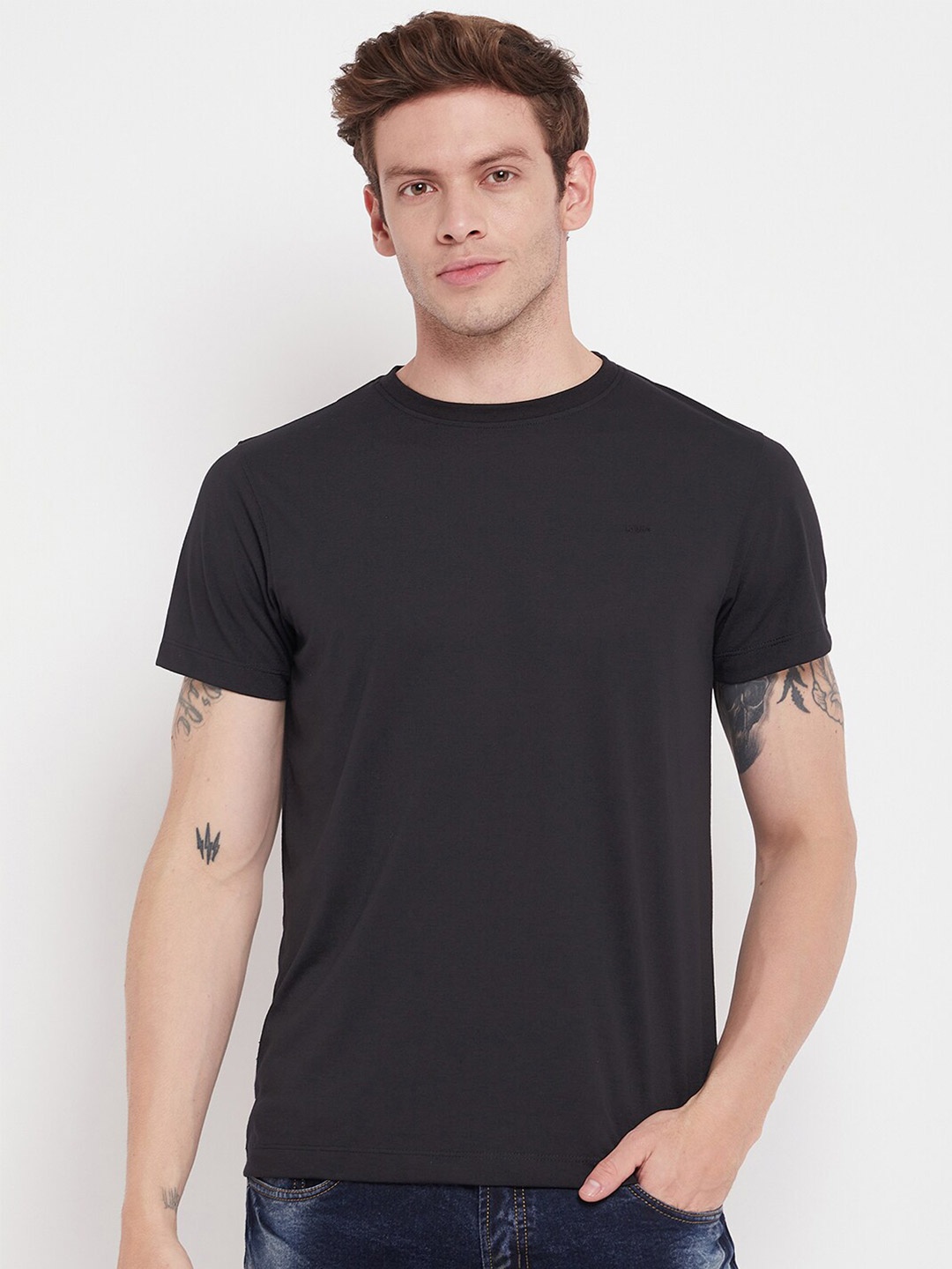 

Adobe Half Sleeve Round Neck Cotton T-shirt, Black