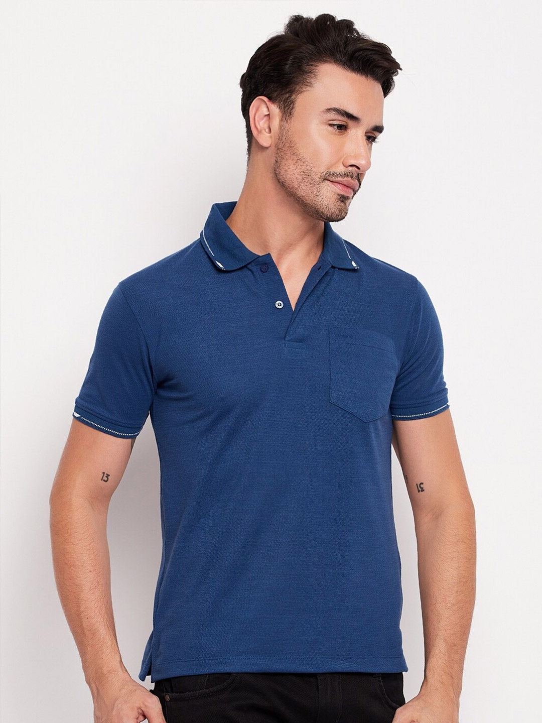 

Adobe Half Sleeve Cotton Polo T-shirt, Blue