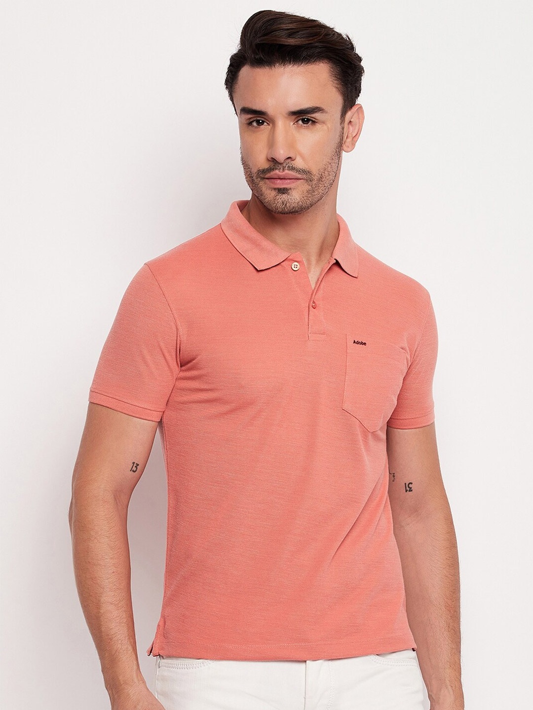 

Adobe Half Sleeve Cotton Polo T-shirt, Rust