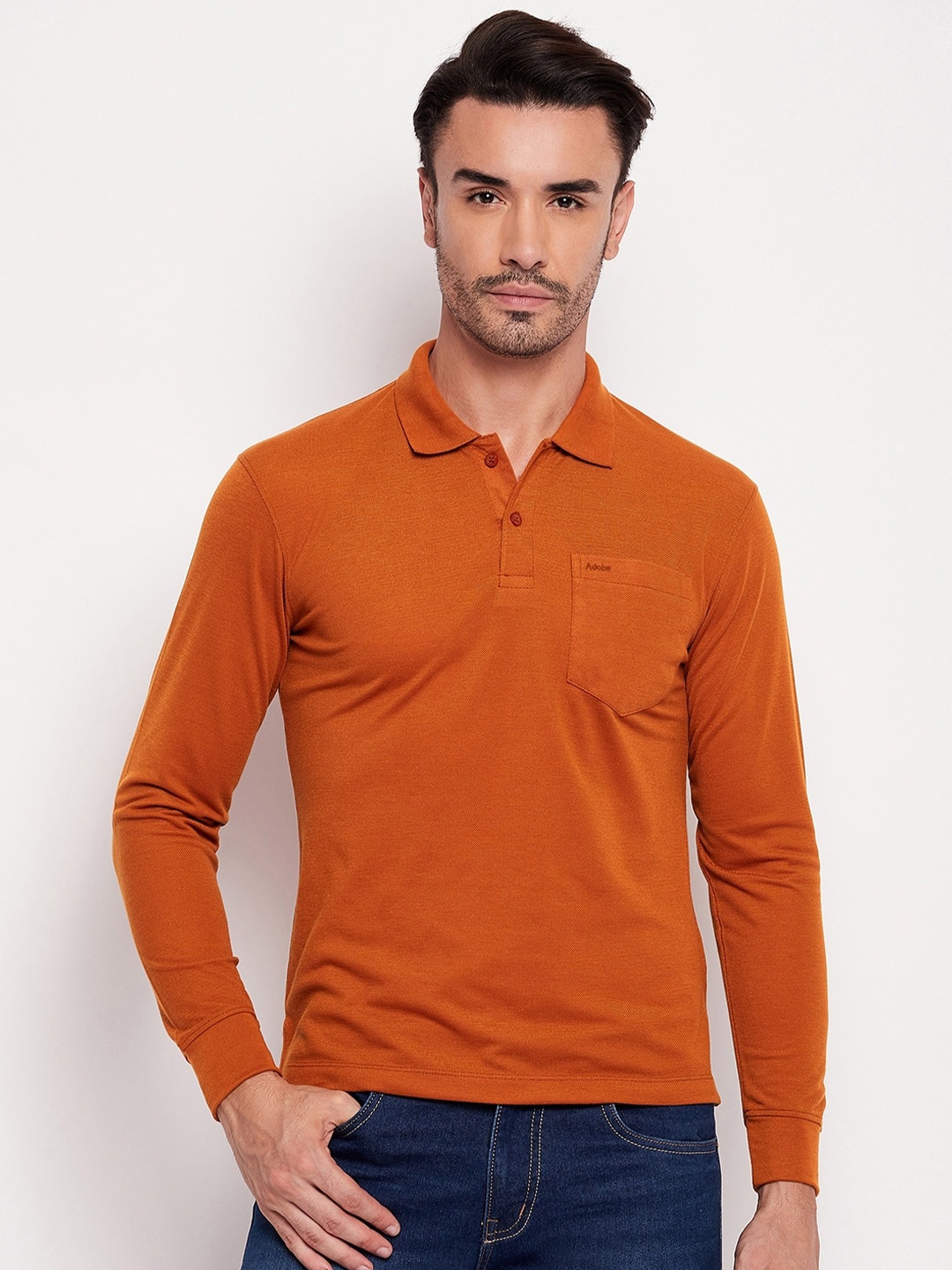 

Adobe Full Sleeve Cotton Polo T-shirt, Tan