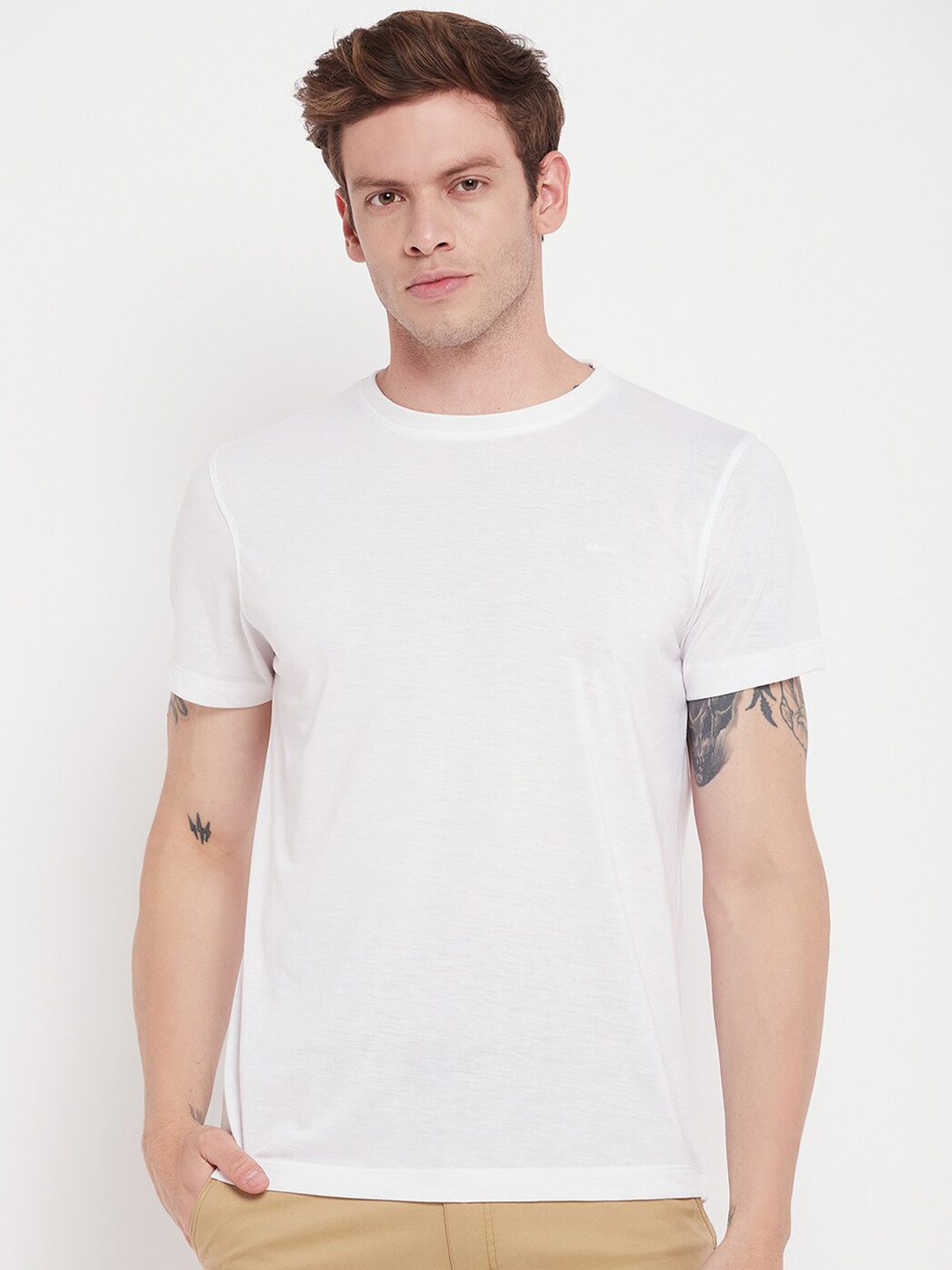 

Adobe Half Sleeve Round Neck Cotton T-shirt, White