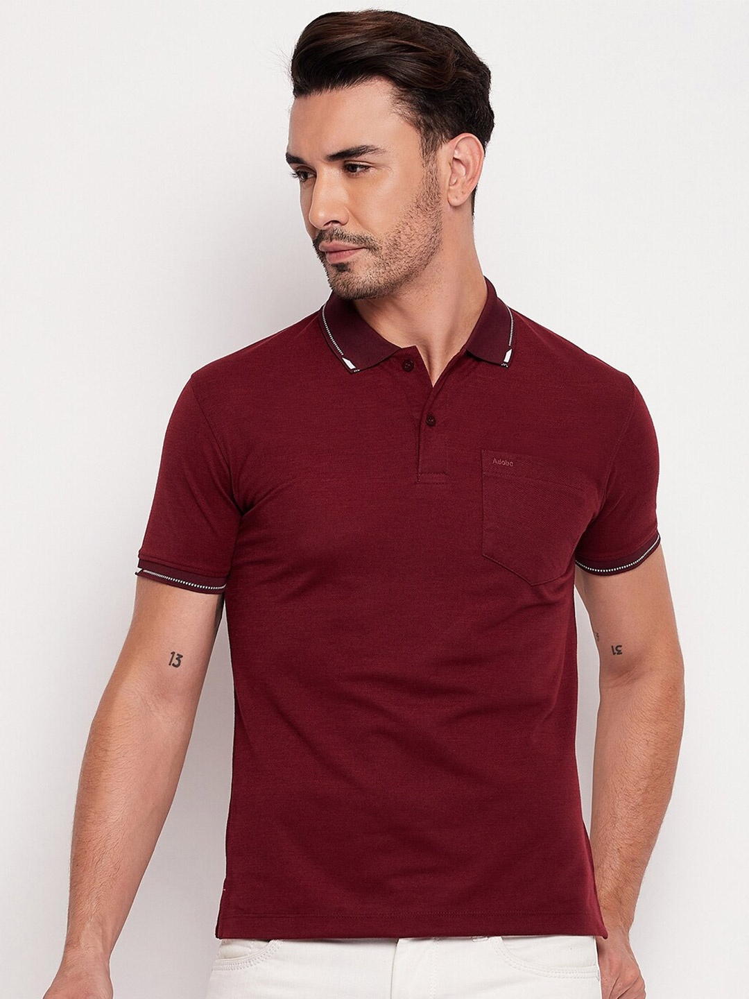 

Adobe Half Sleeve Polo Cotton T-shirt, Burgundy