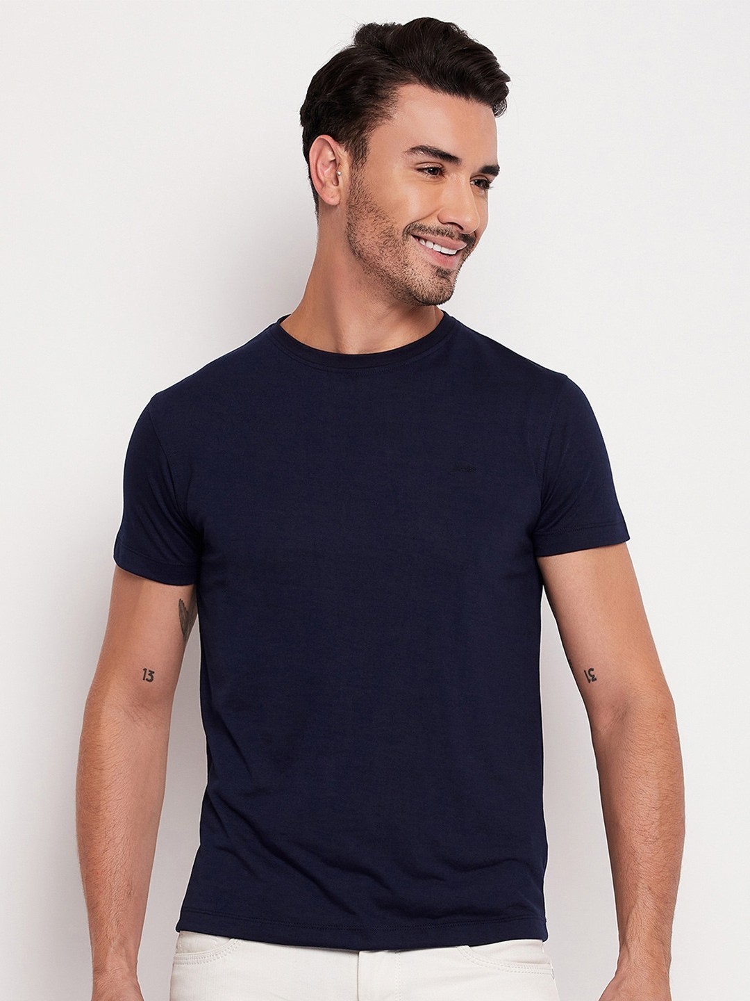 

Adobe Half Sleeve Round Neck Cotton T-Shirt, Navy blue