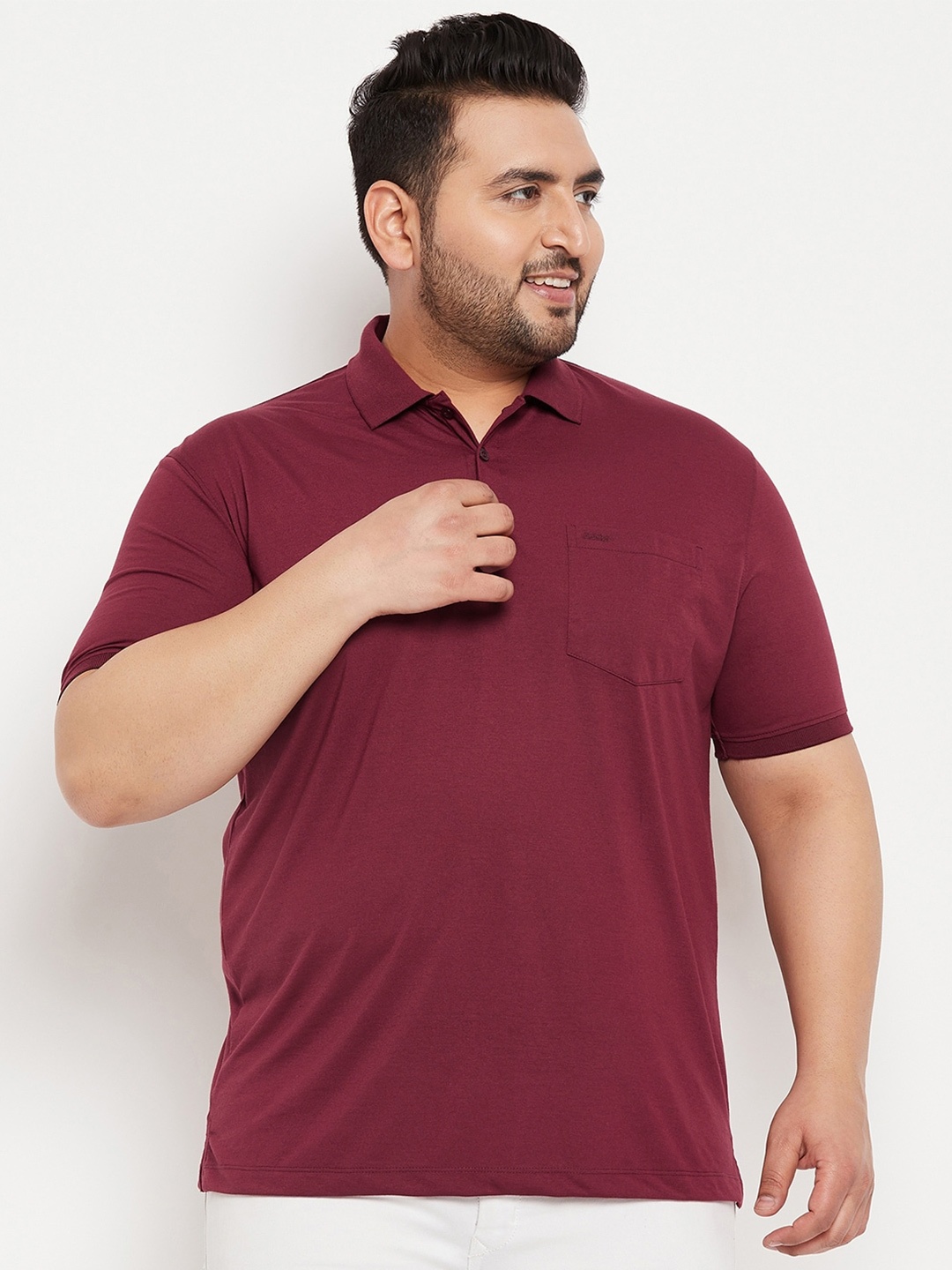 

Adobe Plus Size Half Sleeve Cotton Polo T-shirt, Burgundy