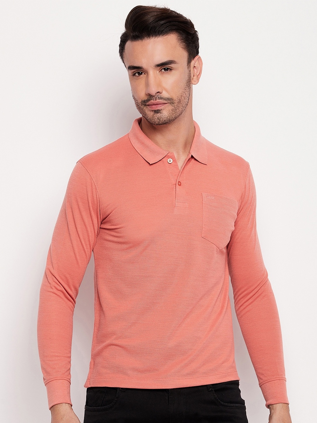 

Adobe Full Sleeve Cotton Polo T-shirt, Rust