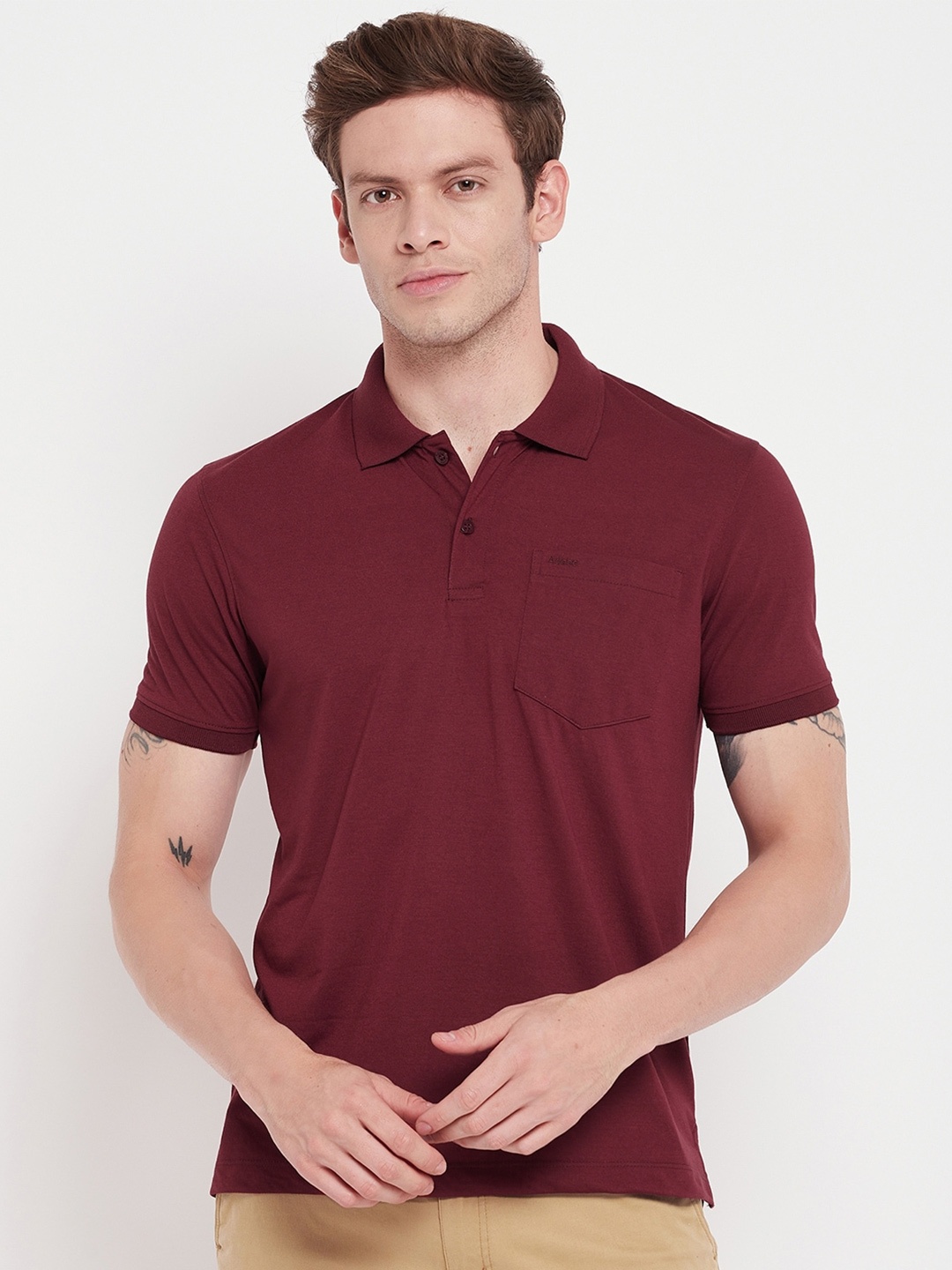 

Adobe Half Sleeve Polo Cotton T-shirt, Burgundy