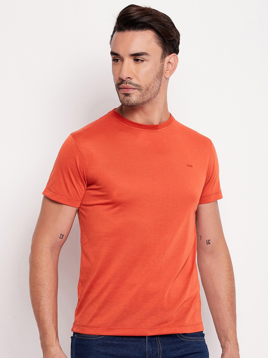 

Adobe Half Sleeve Round Neck Cotton T-Shirt, Rust