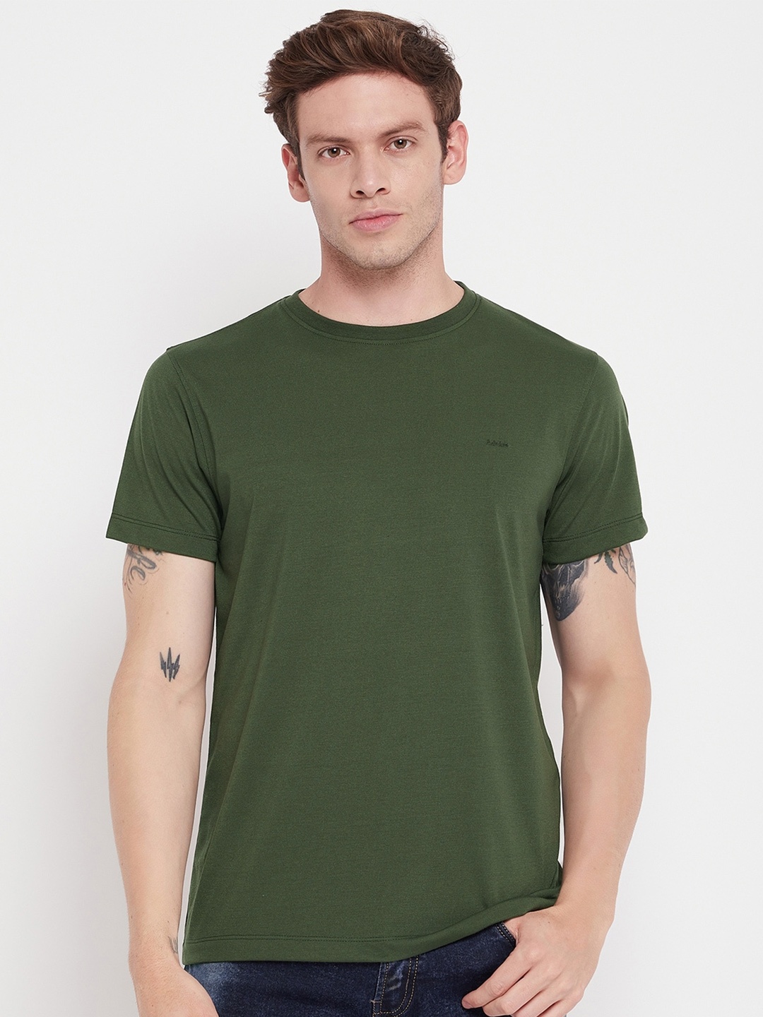 

Adobe Half Sleeve Round Neck Cotton T-Shirt, Green