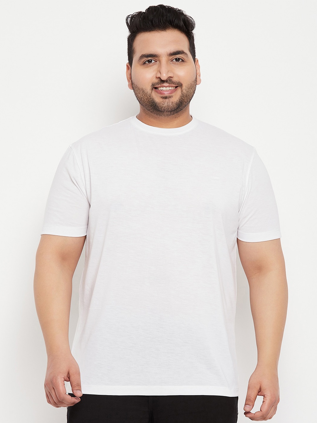 

Adobe Plus Size Half Sleeve Round Neck Cotton T-shirt, White