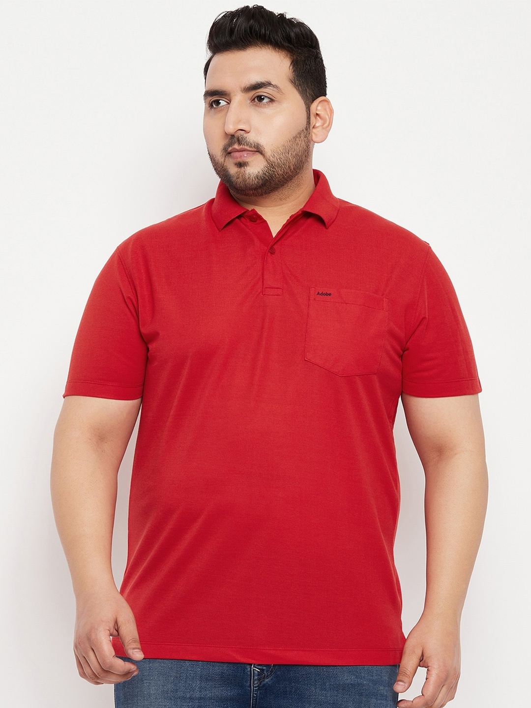 

Adobe Plus Size Half Sleeve Cotton Polo T-shirt, Red