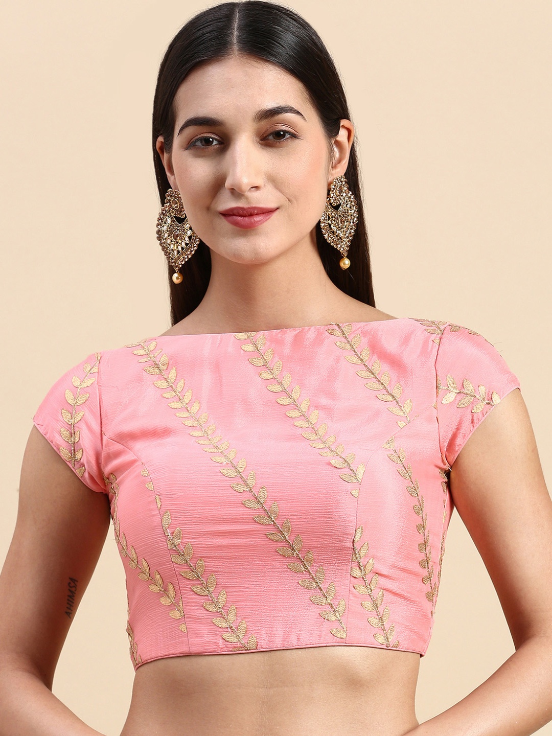 

Ethnovog Embroidered Chiffon Blouse, Pink