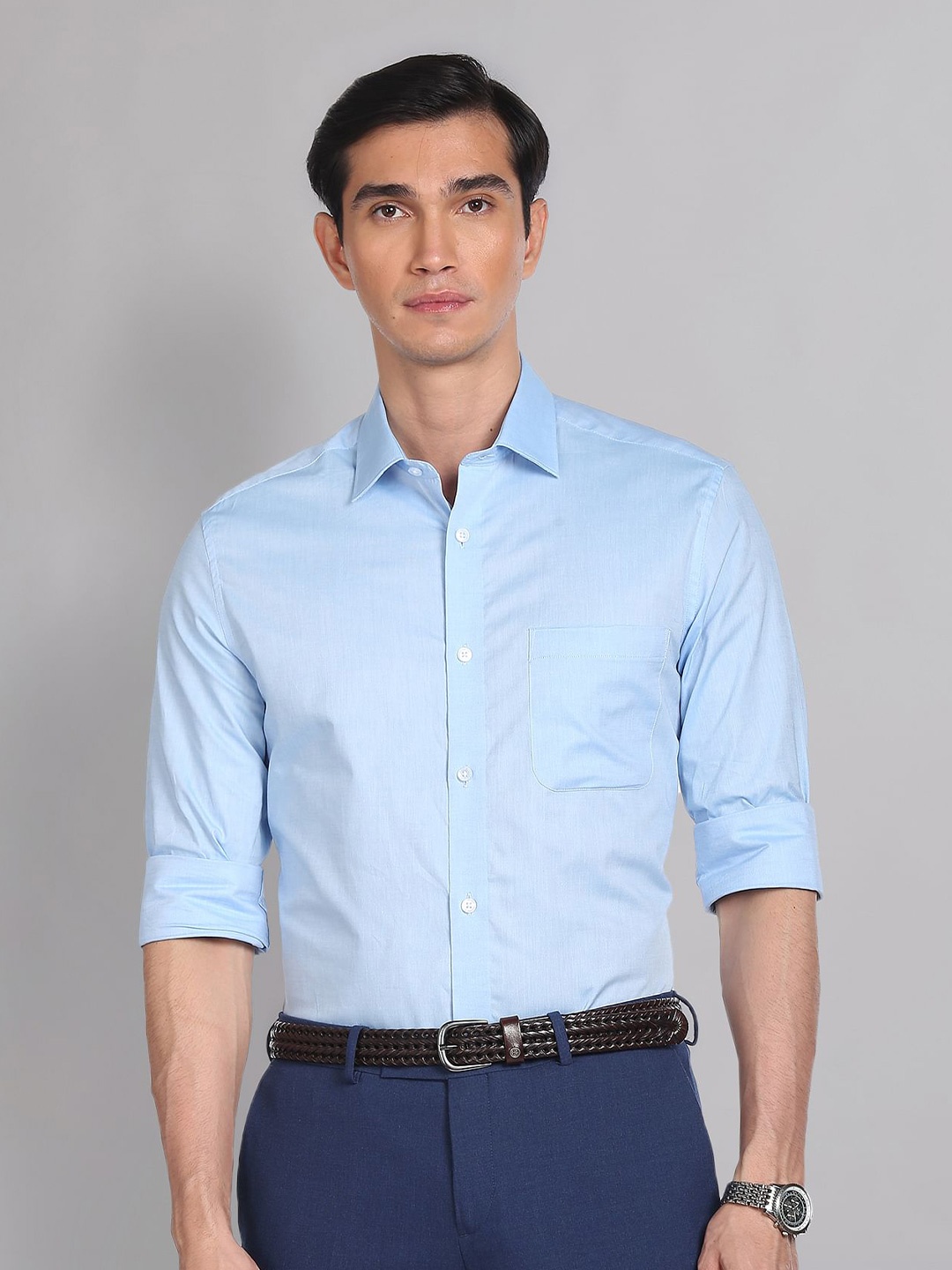 

AD By Arvind Oxford Solid Formal Shirt, Blue
