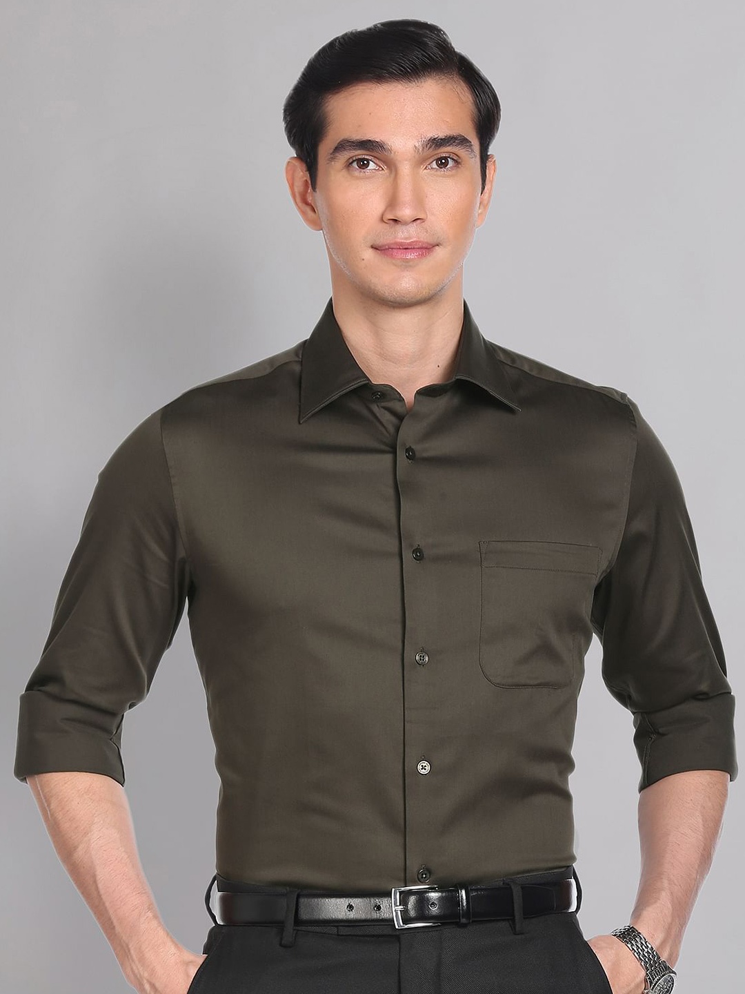 

AD By Arvind Regular Fit Solid Formal Shirt, Brown