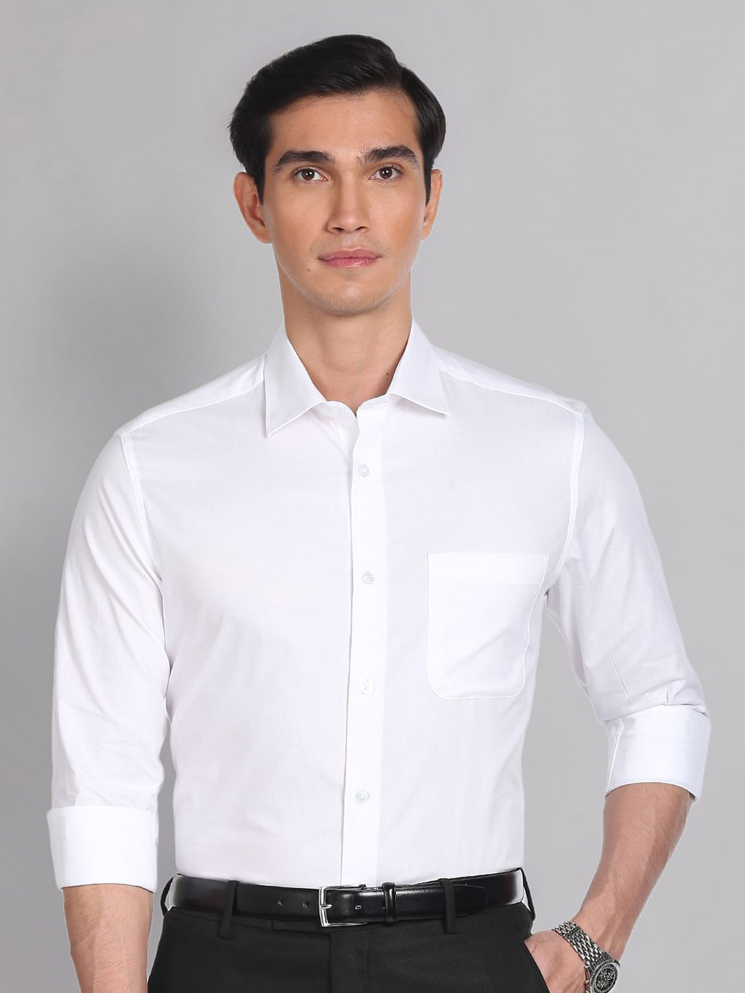 

AD By Arvind Regular Fit Solid Formal Shirt, White