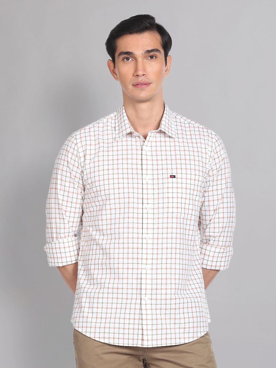 

AD By Arvind Slim Fit Checked Casual Shirt, White