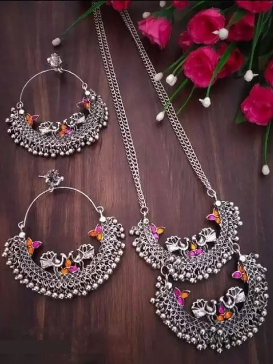 

Samridhi DC Set Of 2 Oxidised Silver-Plated Oxidised Jewellery Set