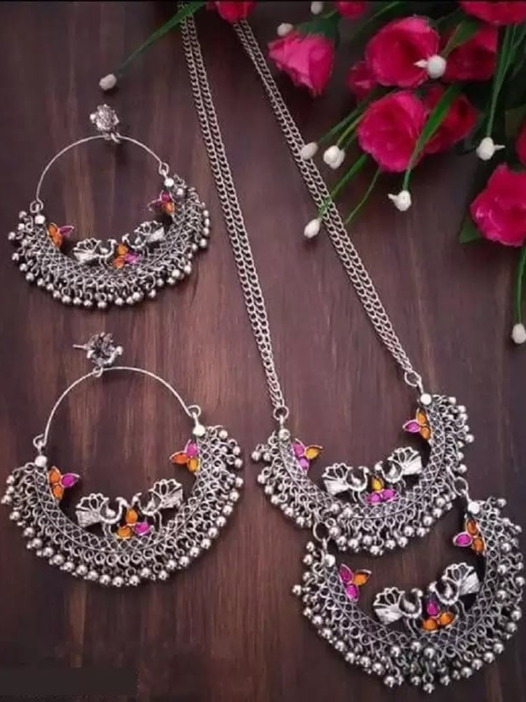 

Samridhi DC Set of 2 Silver-Plated Stone-Studded Jewellery Set