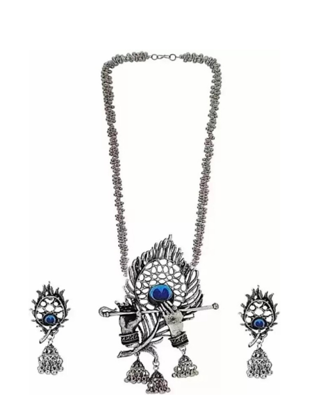 

Samridhi DC Set of 2 Silver-Plated Mirror Studded Oxidised Jewellery Set