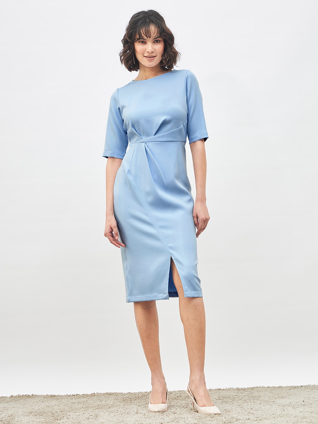 

SALT ATTIRE Boat Neck Sheath Dress, Blue