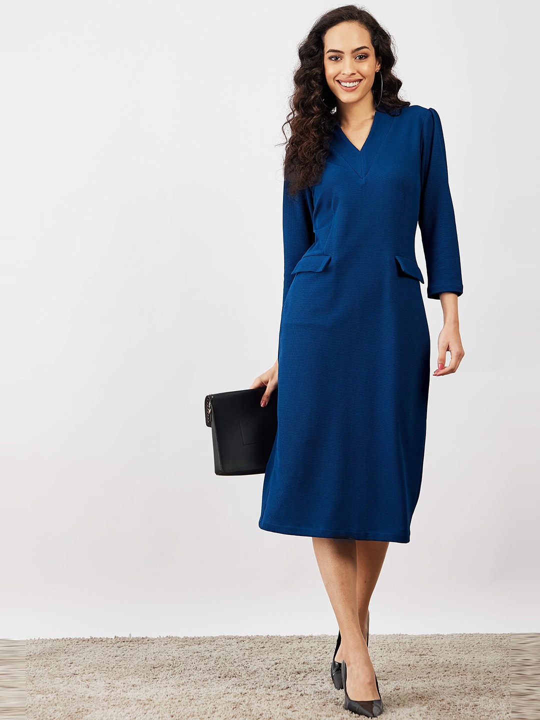 

SALT ATTIRE V-Neck A-Line Dress, Blue