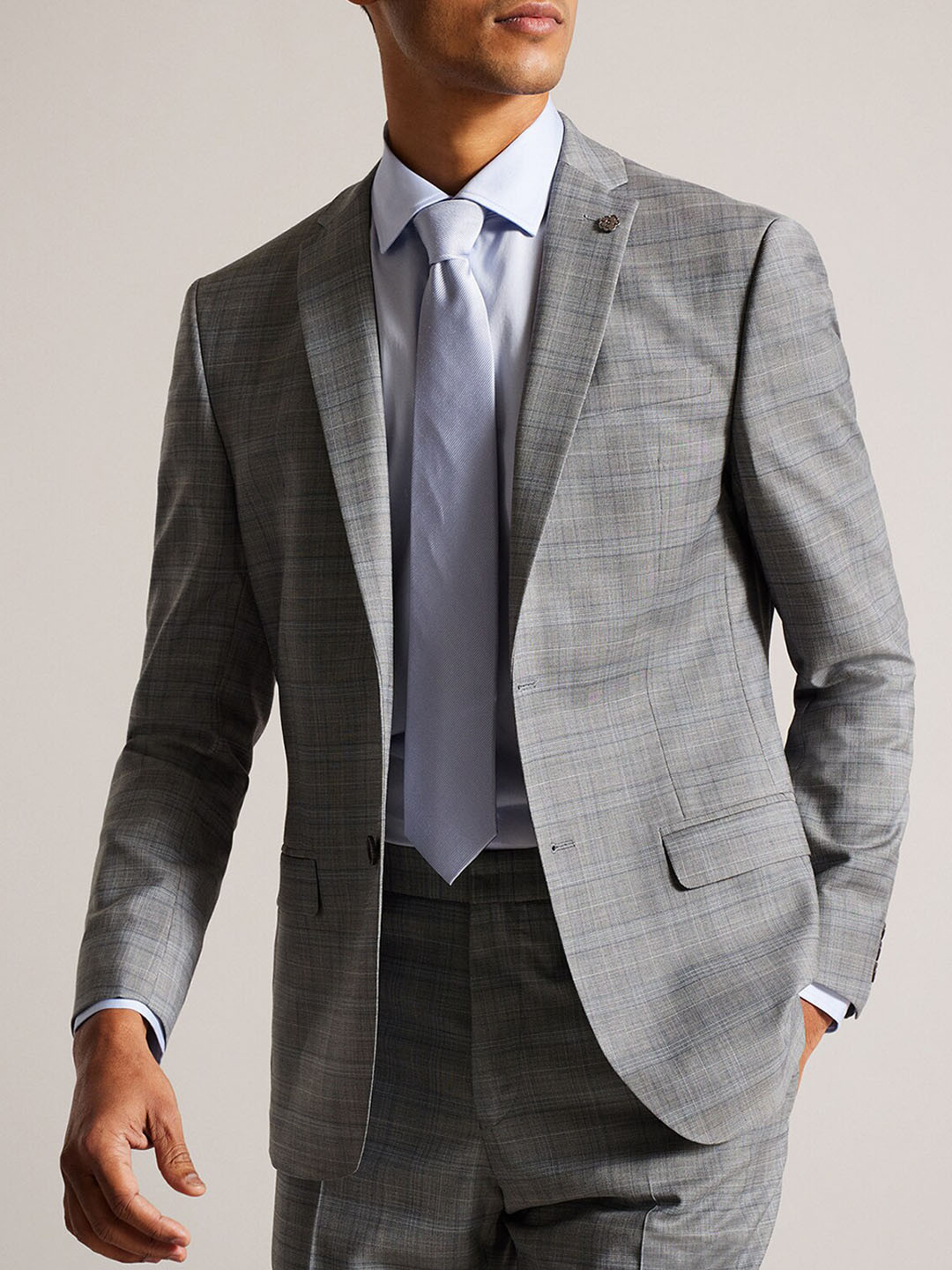 

Ted Baker Textured Comfort-Fit Single Wool Breasted Blazer, Grey