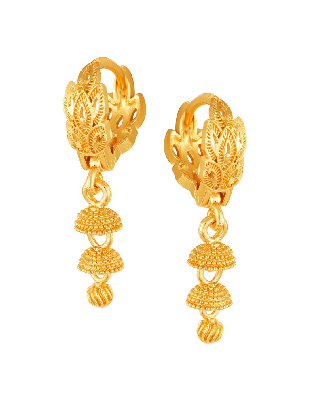 

Vighnaharta Gold-Plated Floral Shaped Drop Earrings