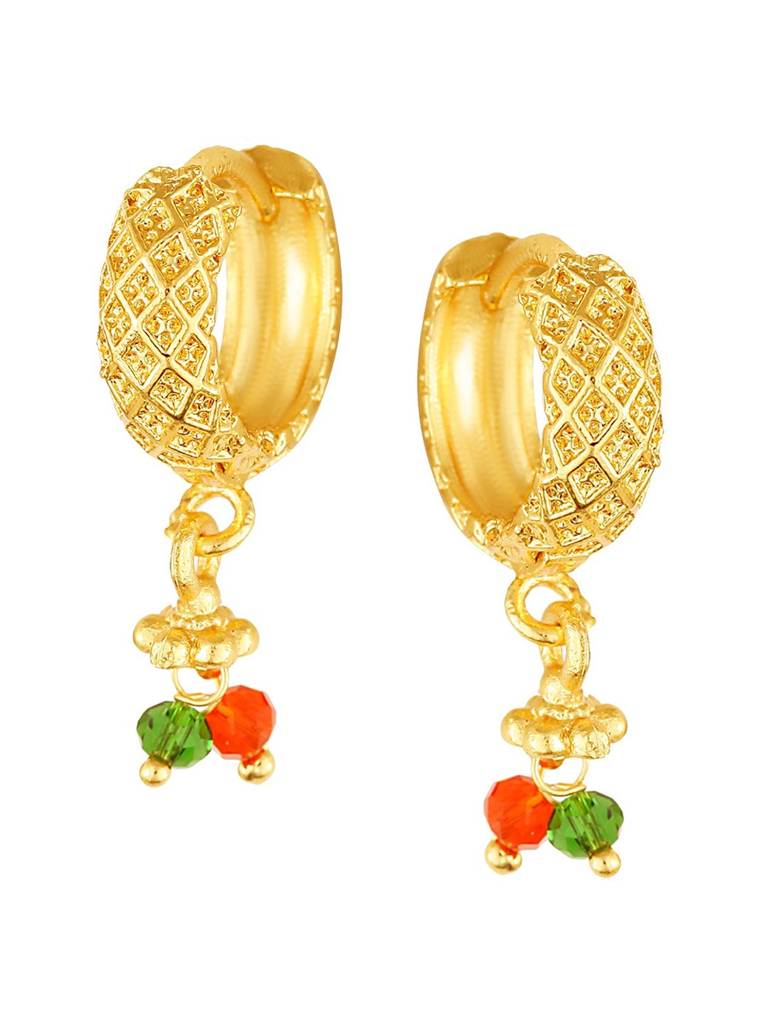 

Vighnaharta Gold-Plated Floral Hoop Earrings