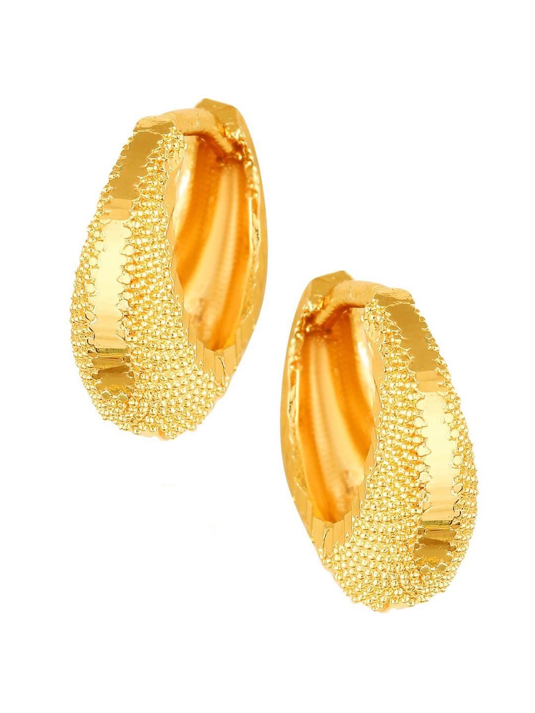 

Vighnaharta Gold-Toned Floral Hoop Earrings