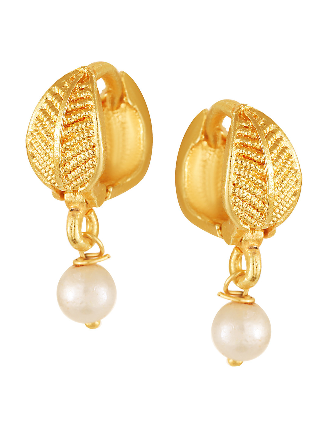 

Vighnaharta Gold-Toned Floral Hoop Earrings