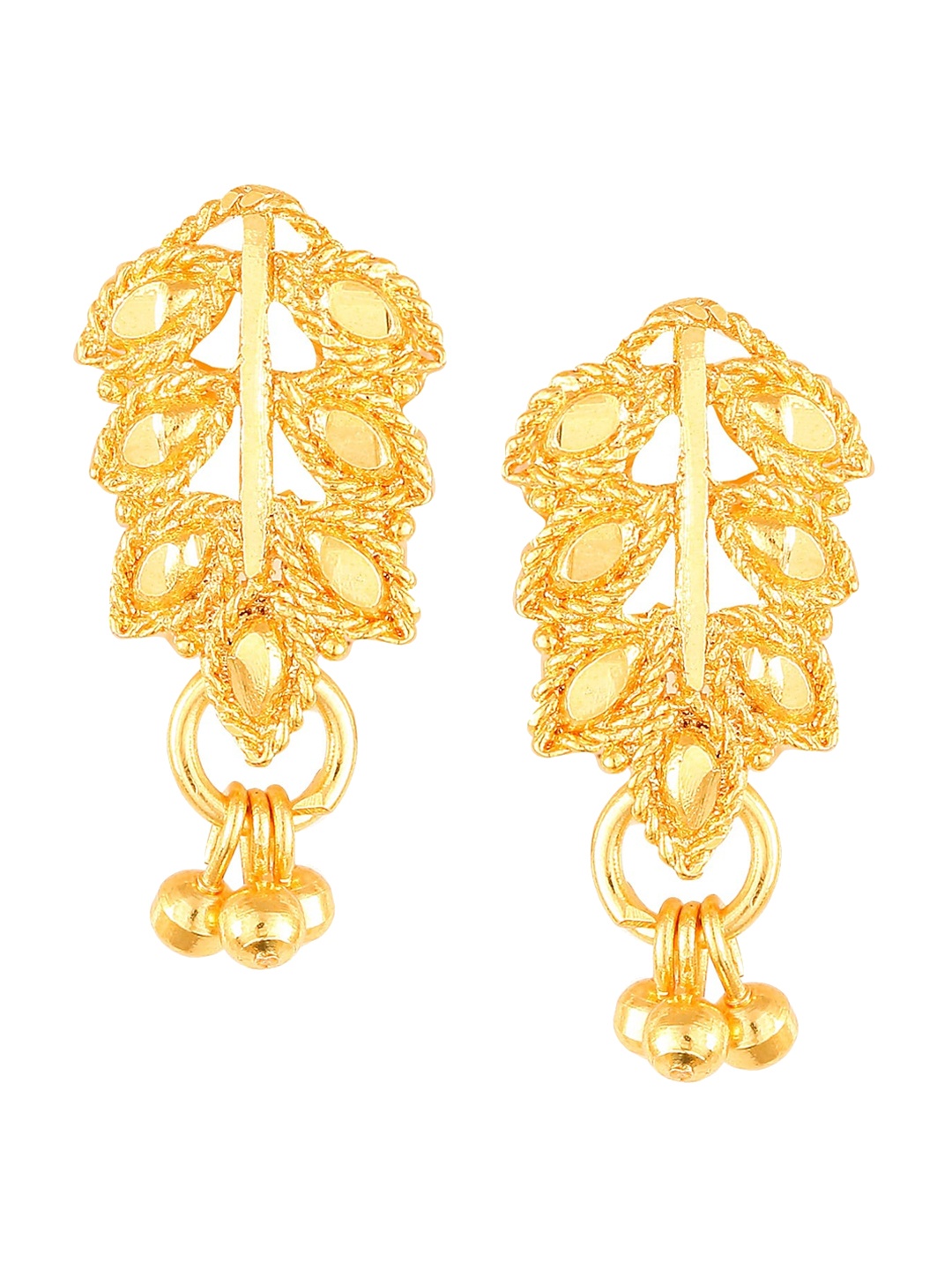 

Vighnaharta Gold-Toned Floral Hoop Earrings