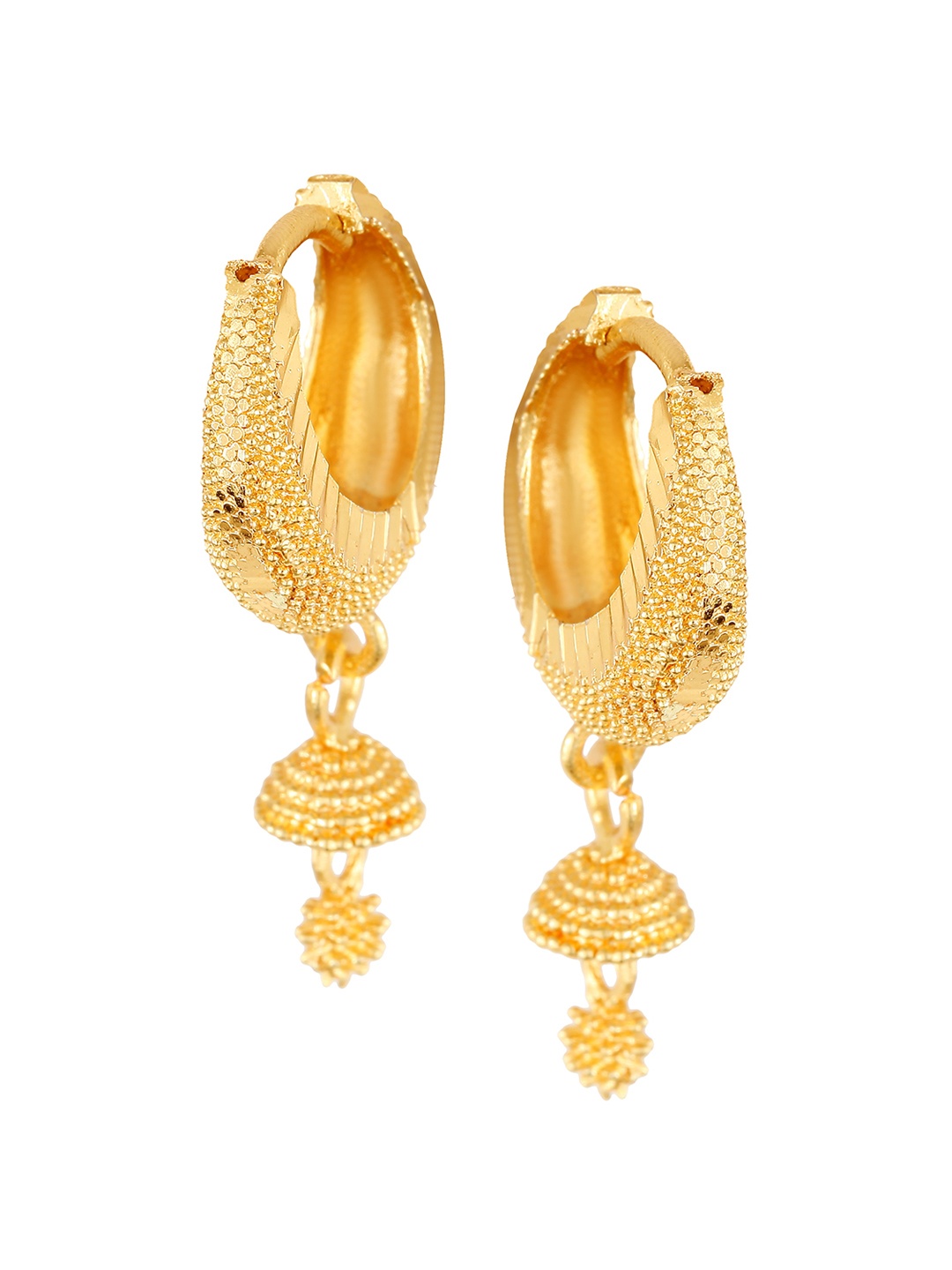 

Vighnaharta Gold-Toned Floral Hoop Earrings
